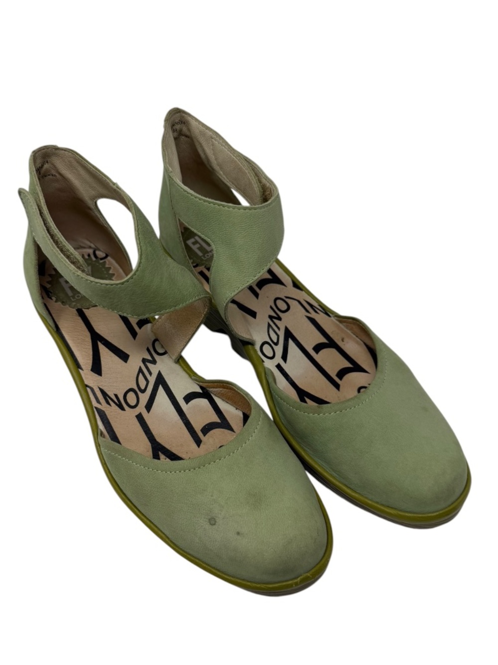 Fly London Mint Green Suede Piat Wedge Sandals 38